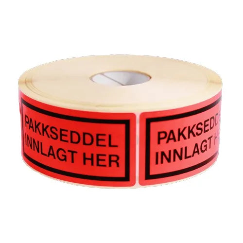 Etikett - Pakkseddel Innlagt - 5,8X10cm, 1000 pr. rull. Pris pr.